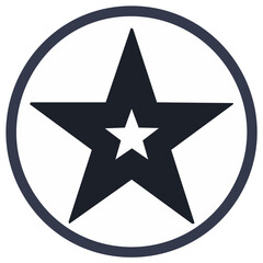 Fototapeta premium Clean minimalist design featuring a dark five pointed star inside a circular border with inner white star