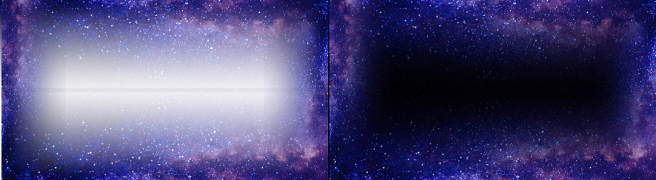 PNG&nbsp; image of&nbsp;Vibrant starry galaxy frame design featuring shimmering cosmic dust and sparkling particles, creating an elegant border on transparent background. on transparent background
