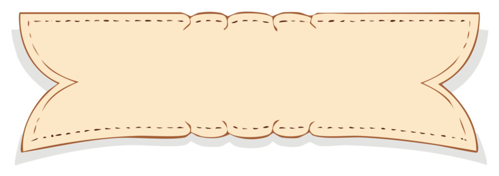 Retro cream banner ribbon with brown stitched border element illustration