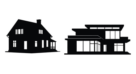 Two modern house designs depicted in a striking black silhouette © HN2.00