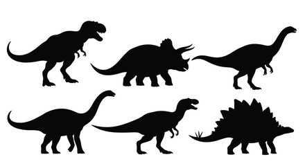 A collection of prehistoric dinosaurs in black silhouettes © HN2.00