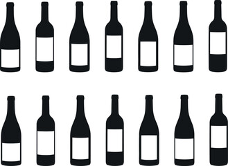 Wine bottle icon set collection of wine bottle icons for designers