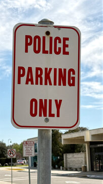 POLICE PARKING ONLY sign post