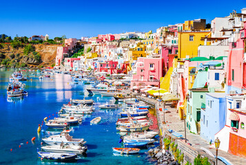 Procida, Italy. Panoramic sight of the beautiful island near Napoli, Campania.