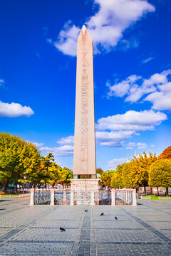 Istanbul, Turkey. Obelisk of Theodosius, Roman Empire ruins in Sultanahmet
