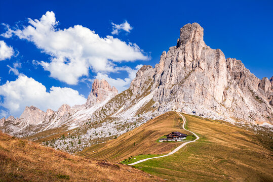South Tyrol, Italy. Passo Giau and Ra Gusela, Dolomites Mountains