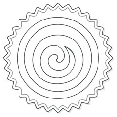 Spiraling Graphic with Decorative Scalloped Border, Elegant Swirl Design
