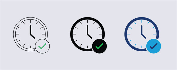 Icon depicting a clock with a green checkmark © Usama