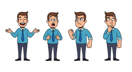 Fototapeta premium set of funny cartoon businessman
