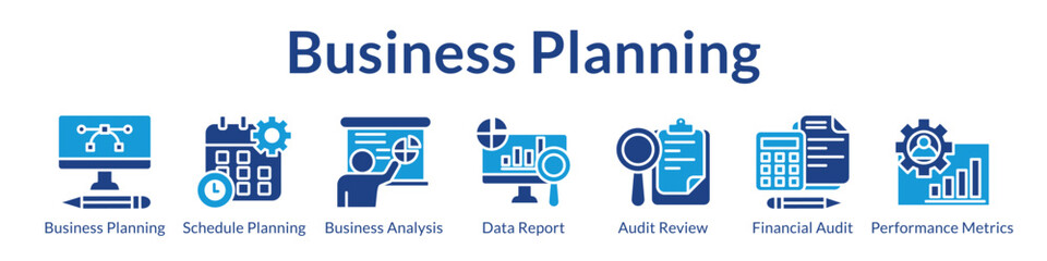 Fototapeta premium Business Planning Solutions with Strategic Analysis Financial Audits Performance Tracking and Growth Roadmap Development