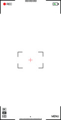 Camera Viewfinder Screen Overlay with REC Indicator, Focus Frame and Video Recording UI