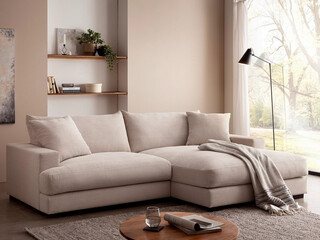 Modern luxury apartment interior in minimal scandinavian style, 3d rendering © Yulichka