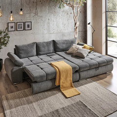 Modern luxury apartment interior in minimal scandinavian style, 3d rendering © Yulichka