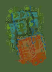 Abstract image for printing. Picture for modern interiors. The picture is painted by hand on a tablet. © neurostructure