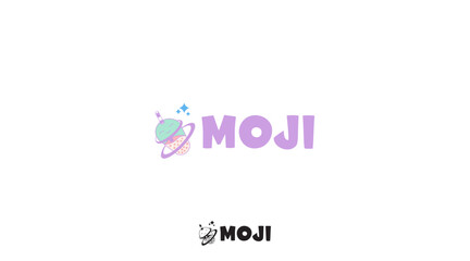 MOJI Bubble Tea Space Logo – Cute Kawaii Planet Drink Brand Identity © Abid rehman