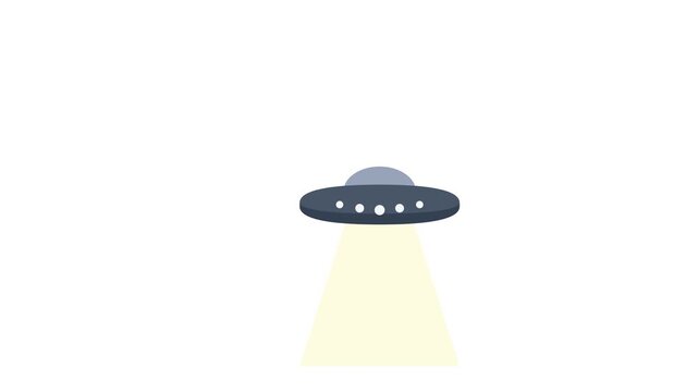 Minimalist Vector Illustration of a Flying Saucer with Light Beam