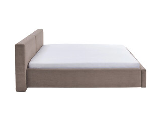 Classic double bed with big headboard isolated on white