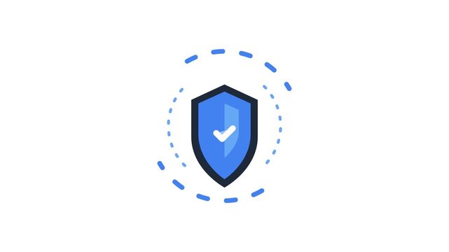 Verified blue shield security icon with checkmark and protection field
