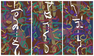 Obraz premium Modern interior triptych. The picture is painted by hand on a tablet.