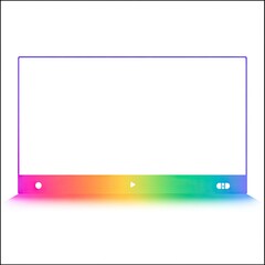 A flat-design screen, rainbow-framed, displaying a blank white canvas. Buttons are present
