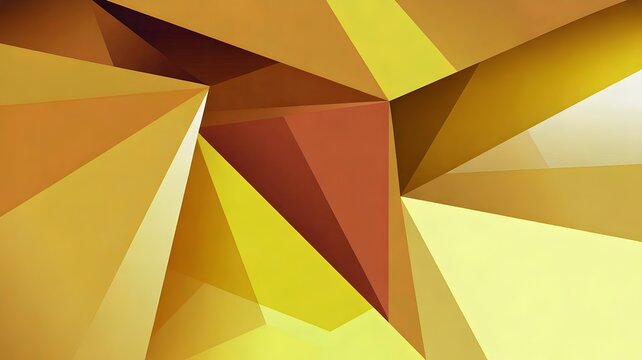 A vibrant abstract geometric pattern of golden and yellow triangular shapes radiating outward in a dynamic composition