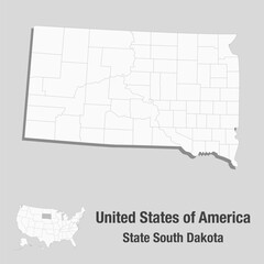 Fototapeta premium Detailed vector map of the USA, State South Dakota