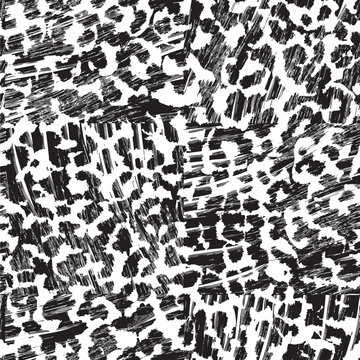 Seamless vector bohem pattern. Summer mixed textures organic neutral ethnic boho  background with leopard nature textur  silhouettes. Simple minimalist nature ornament for fabric and textile swatch. F