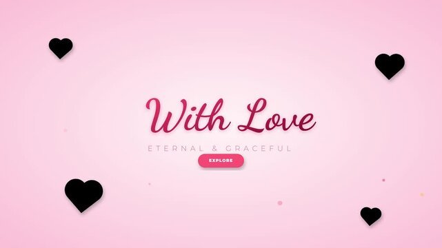 With Love Romantic Greeting Card Template on Pink Background