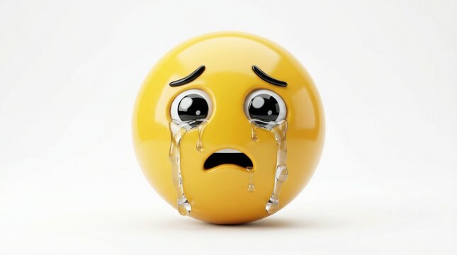 A deeply sad yellow emoji face weeps profusely with tears streaming down its cheeks expressing profound sorrow