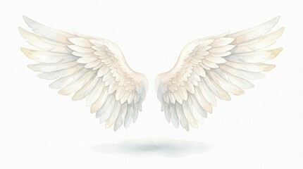Obraz premium Beautiful watercolour illustration of white angel wings with golden accents, perfect for heavenly designs and spiritual projects