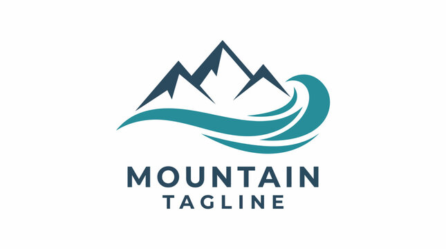 Featuring sharp mountain peaks blended with elegant waves, this logo captures the spirit of adventure and nature, perfectly representing a brand focused on outdoor exploration.