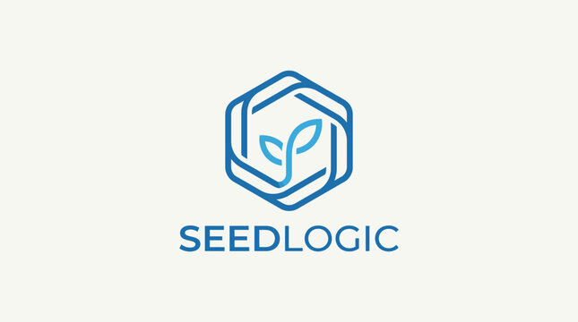 This logo encapsulates growth and sustainability with its plant symbol embedded in a hexagon design, representing innovation in agricultural technology and ecological balance.