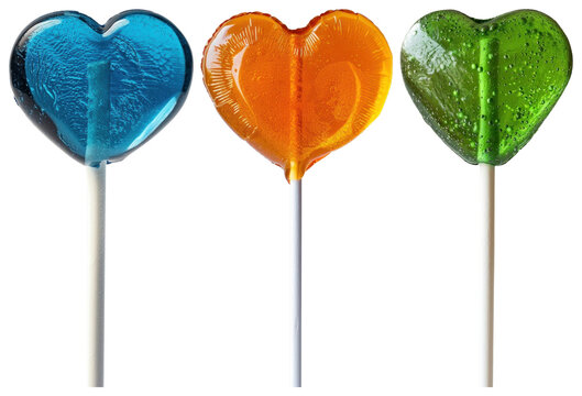 PNG Colorful heart-shaped lollipops delight, transparent background