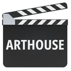 Arthouse, cinema clapperboard. 3D rendering