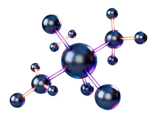 Obraz premium A futuristic molecular structure with glowing connections and spheres displayed on transparent background high quality professional