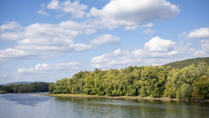 Susquehanna River Landscape with Blue Sky and Clouds