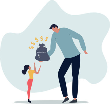 Dividend stocks, public company payback profit in stock market, return or profit from investment concept.person's life situation and his activities.