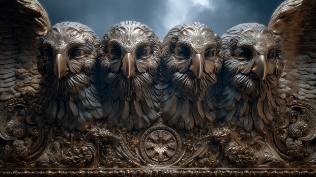 Vision of Ezekiel &ndash; Celestial Wheels with Eyes and Angelic Beings Biblical Scene