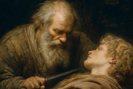 Abraham and Isaac &ndash; Angel Stops the Sacrifice Biblical Scene