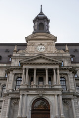 Fototapeta premium Clock tower and grand entrance of Montreal City Hall