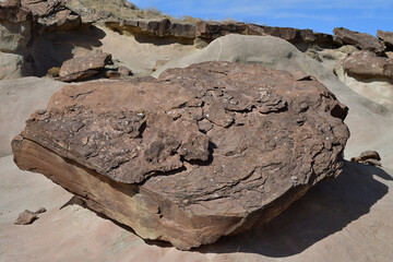 Very large boulder sitting on top of a great mass of sandstone. Many of these boulders are on top of that also. All different shapes and sized. © Brent