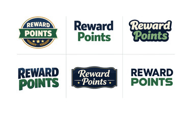 Fototapeta premium Diverse reward points logos in blue and green styles