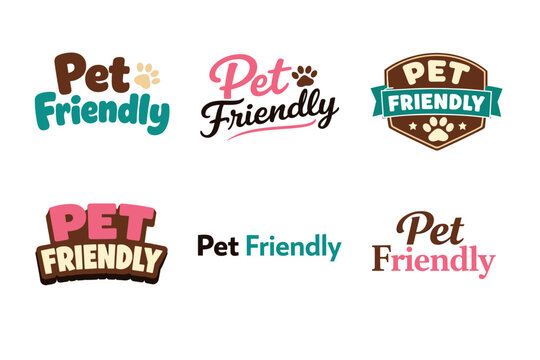 Diverse pet friendly logo designs with various fonts and colors