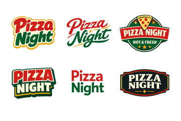Obraz premium Pizza night logos collection featuring varied styles and bold designs