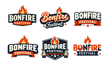 Obraz premium Bonfire festival logos collection with flames and lanterns