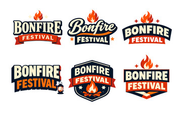 Obraz premium Bonfire festival logos collection with flame and lantern elements