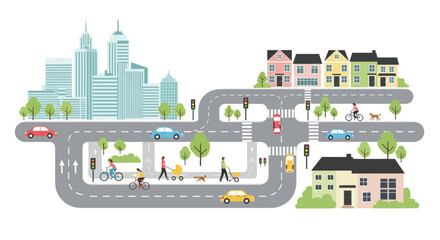 city street map with people and vehicles © Mahfud