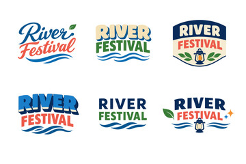 Obraz premium River festival logo designs with waves and lantern elements