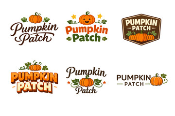 Obraz premium Variety of colorful pumpkin patch logos with autumn designs