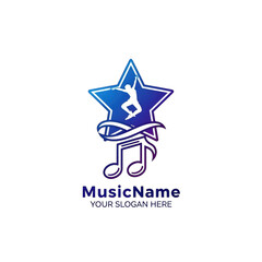 Obraz premium Creative logo design featuring a stylized star with musical notes for a music brand isolated on transparent background